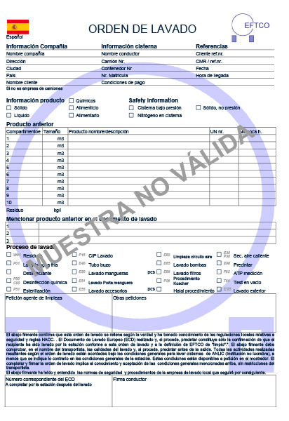 EFTCO ORDEN DE LAVADO (ES)